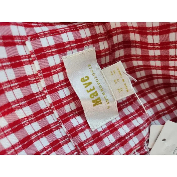 NWT Maeve Anthropologie Off Shoulder Ruffle Plaid Mini Dress Sz 12 red #9M408 - Picture 11 of 13